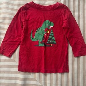 Cat & Jack Festive Red Dinosaur Long Sleeve Tee